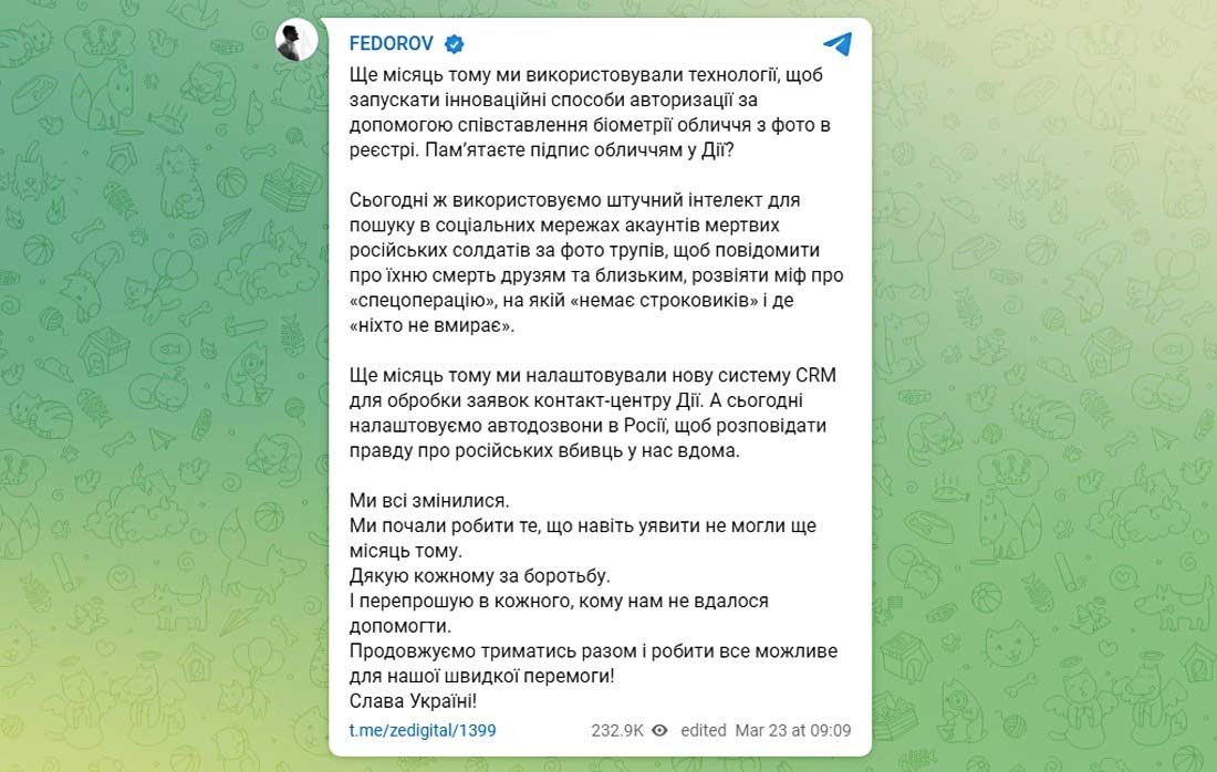 Federov Telegram Post